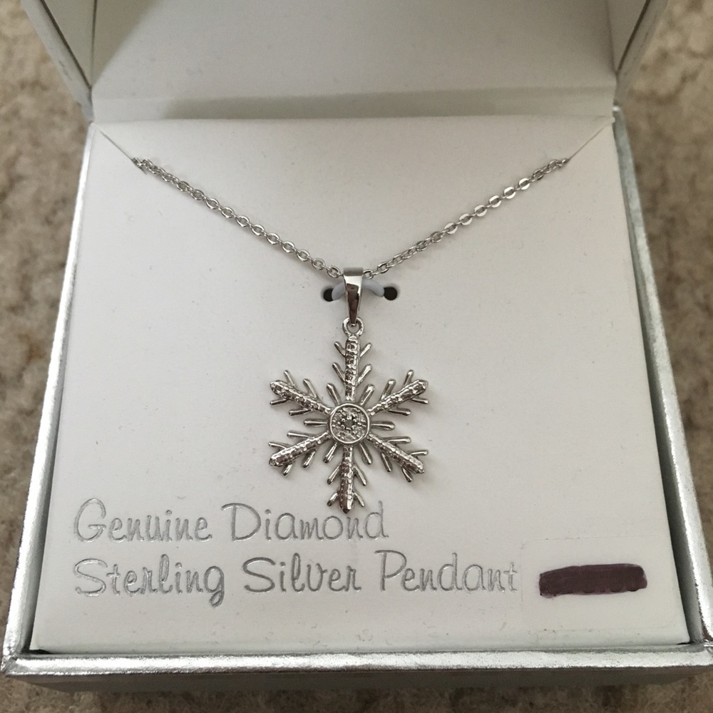 Diamond Accent Sterling Silver Snowflake Necklace